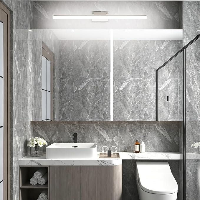 Aipsun 40 inch Modern Brushed Nickel Vanity Light Adjustable LED Bathroom Light Fixtures Over Mirror Rotatable Vanity Lighting 5500K