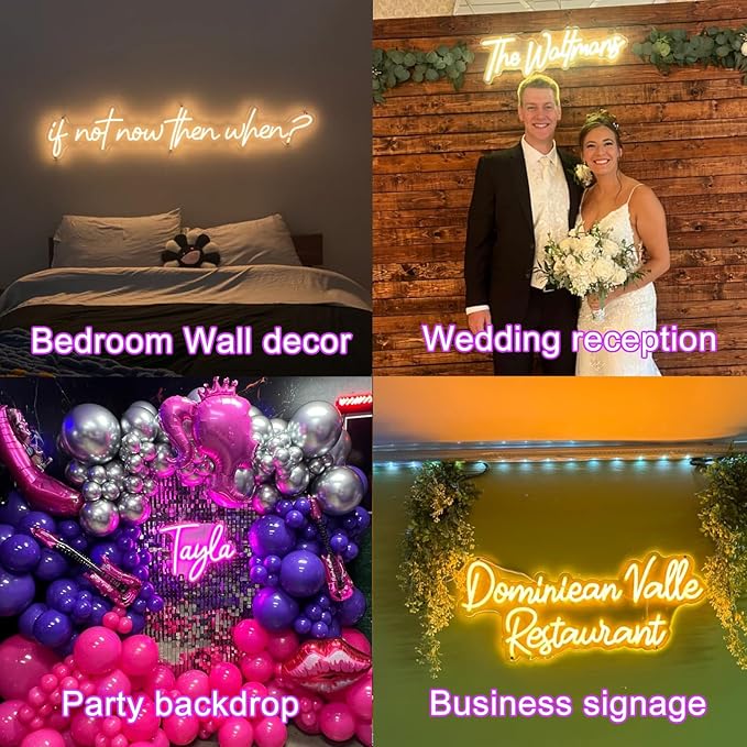Custom Neon Sign for Wall Decor, Glow LED Kids Room, Wedding Business Light | Personalized Name Birthday Gift, Home Bedroom, Bar Shop Decorations, Durable, Dimmable, Battery/Plug-in Use, Easy Hang/Mount