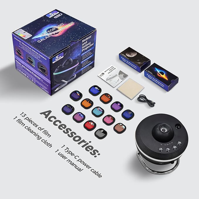Galaxy Projector, 13 in 1 HD Planetarium Galaxy Star Projector | 360 Rotating Star Projector Light with Adjustable Knob and Timer for Kids, Ceiling, Gifts, Room Decor