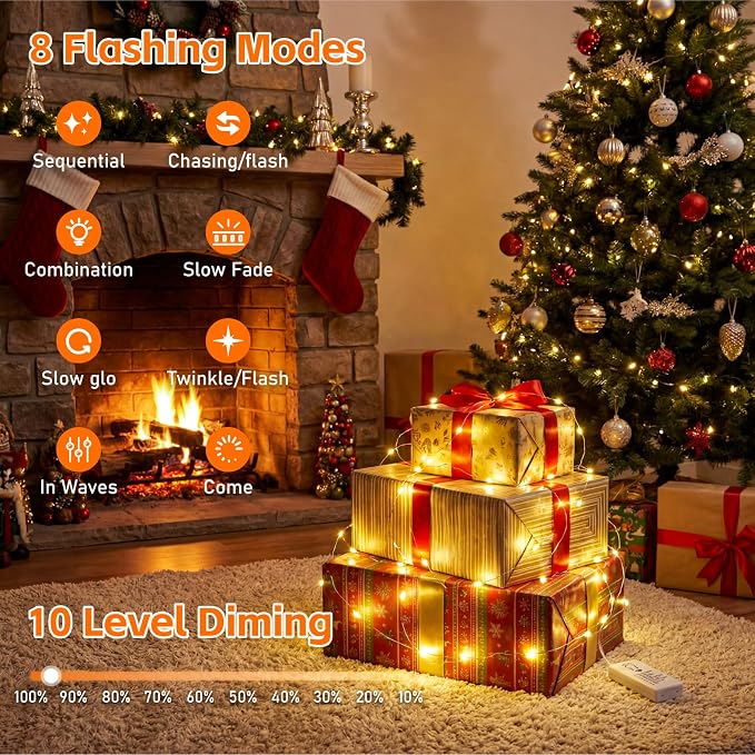 6 Pack Rechargeable Fairy Lights,7ft 20LEDs, Remote & DIY Timer | Dimmable Silver Wire, Mini Twinkle Lights, For Mason Jar, Indoor Christmas Bedroom Wedding Decor, Multicolor