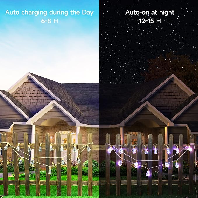 Solar Outdoor String Lights, 20Ft Vintage Rope Hemp Solar Patio Lights | Waterproof Multicolor Solar Powered String Lights With 8 Modes 16 Shatterproof Bulbs for Garden Fence Stairs Balcony Bistro