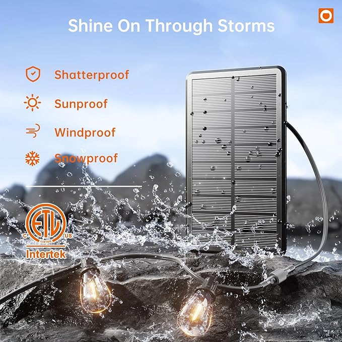 addlon 54FT(48+6) Solar String Lights Outdoor Waterproof with USB & Remote | Control Dimmable Solar Patio Lights IP65 Solar Powered Edison LED Bulbs for Outside Bistro Camping