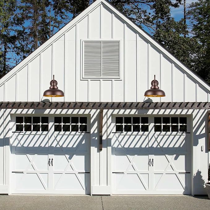 Outdoor Barn Lights Outdoor Wall Sconces Farmhouse Exterior Wall Mount Light Vintage Wall Lighting Fixture Industrial Bronze Lantern for Porch Entryway Garage Patio, 2 Pack