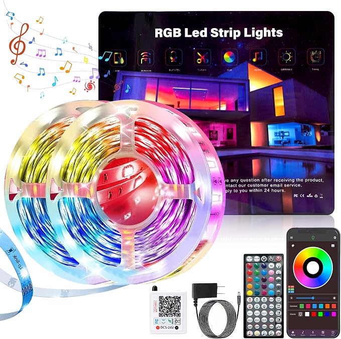NBBUFF Led Lights for Bedroom 150FT, RGB Led Strip Lights Music Sync | DIY Color Changing LED Light Strip with Remote & App Controll, Led Lights for Room Decor (2 Rolls of 75ft)