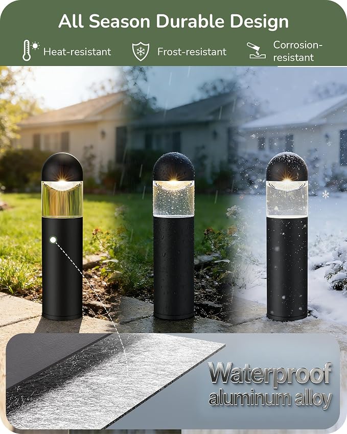 EDISHINE Low Voltage Landscape Lighting Glass Aluminum 10 Pack | 12V 3W 3000K, 50,000Hrs, CRI 80, Weatherproof Pathway Lights for Garden, Yard, Driveway, Black