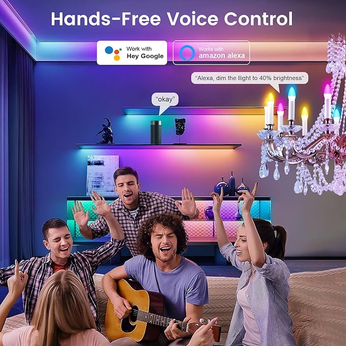 OHLUX 6 Pack E12 Smart Candelabra LED Light Bulbs, Color Changing Compatible with Google Alexa and Smart Life, 5W 40W Equivalent WiFi Candle Bulbs with Remote Control, Timer