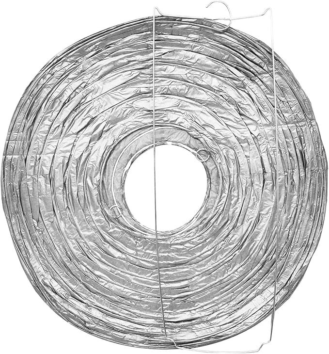 Mudra Crafts Silver Gold Paper Lanterns Wedding Party Decorations - 12 in 10 Round Hanging Ceiling Lanterns, 10 Pack, Decorative Lamp Shades