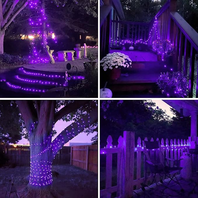 JMEXSUSS 2 Pack Purple Fairy Lights Battery Operated, Total 400LED 132ft | Halloween Fairy Lights with Remote, Timer, 8 Modes, Christmas Twinkle String Lights for Halloween Bedroom Tree Patio Decor