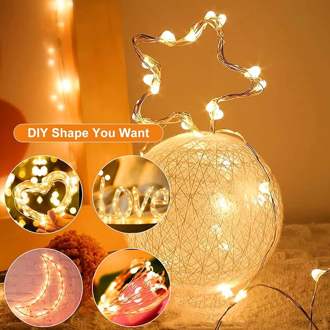 50 Pack Fairy Lights Battery Operated, 7ft 20 LED 3 Modes Speed Twinkle Mini String Lights Waterproof Silver Wire Firefly Starry Lights for Mason Jars Wedding Party Christmas Decorations