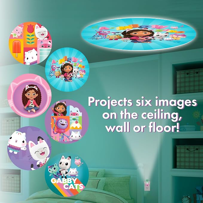 Projectables Gabby's Dollhouse Night Light with Dusk to Dawn Sensor | Plug In Night Light for Kids Room, Nursery, and Children's Bedroom, Gabby's Dollhouse Décor, UL Certified, Energy Efficient