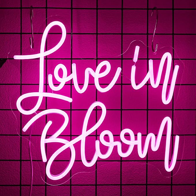 Love In Bloom Neon Sign for Wall Decor Letter Neon Light for Bridal Shower Dimmable Wedding Neon Light Sign for Wedding Decoration