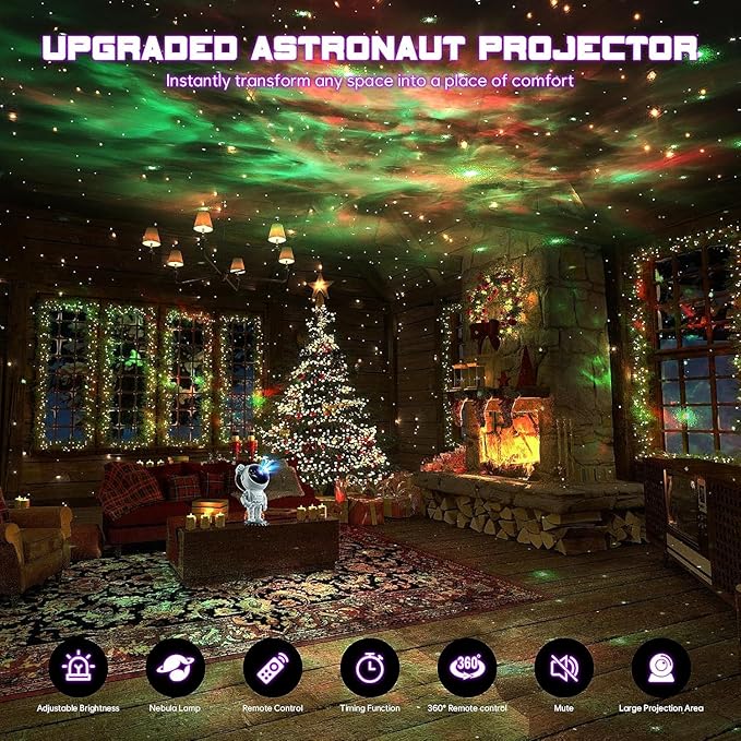 Astronaut Projector, LED Starry Sky Galaxy Projector, Night Light with Remote Control & Timer, Star Light Projector with Nabula Christmas Gift for Kids Adult for Bedroom, Room Decor, Party