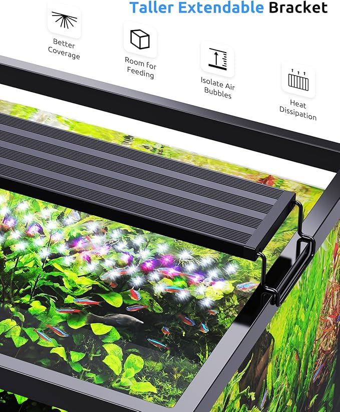 SEAOURA Aquarium LED Light for 24-30in Freshwater Tank, Full Spectrum Aquarium Light for Plant Growth, 6H/8H/12H Timer, WRB 3 Channel Customizable, 10 Brightness & 11 Colors, Adjustable Bracket