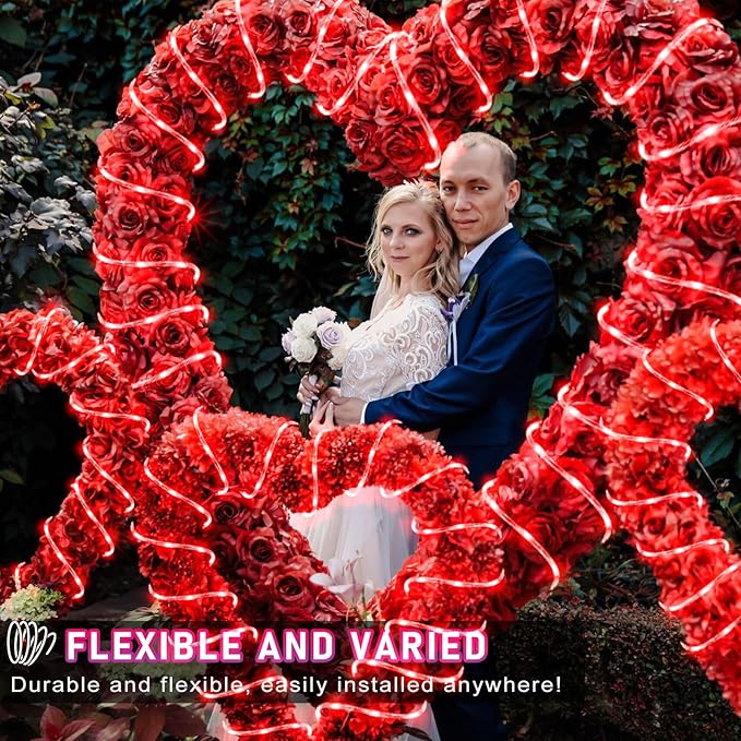 100FT 300 LED Rope Lights for Outside, Connectable Rope Lights Outdoor Waterproof with 8 Modes, Plug in Christmas String Lights for House, Deck, Garden, Backyard, Pool, Patio, Tree Decorations - Red