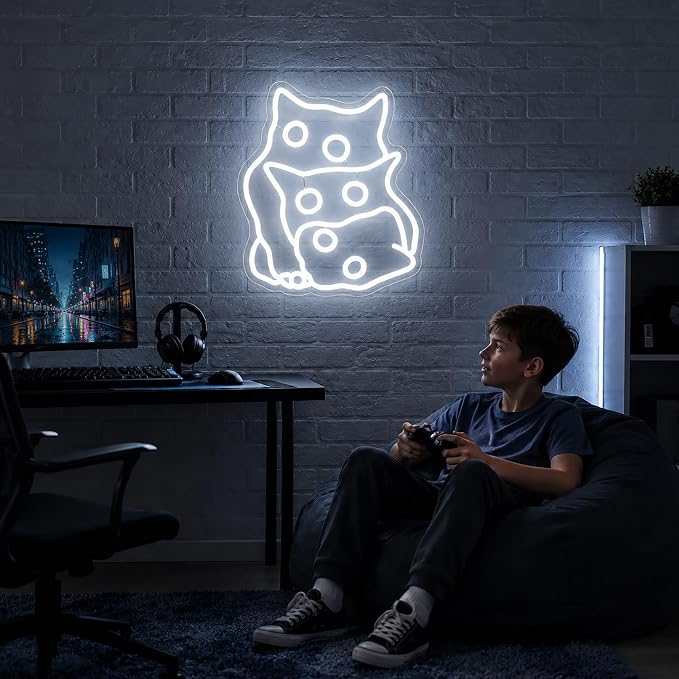 Cat Neon Sign Led Sign Neon Signs for Wall Decor Neon Lights | Cat Led Light Up Sign, Whit Room Decor, Boys Girls Gift, Party, Wall Decor, 5V USB Powered
