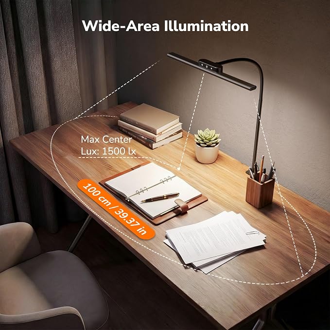 Lepro Led Desk Lamp for Home Office, Desk Light with Clamp, 11W 700LM Black | Clip on Task Light, Eye Caring 25 Lighting Modes, Flexible Gooseneck, Architect Lamp for Monitor, Workbench, Draft, Crafts