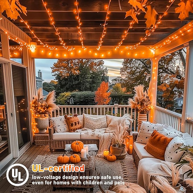 JMEXSUSS 300 LED Orange Lights for Halloween Indoor Outdoor Decor | 99FT Orange Christmas Lights Clear Wire Plug in for Fall Party RV Patio Yard Halloween Tree Decorations