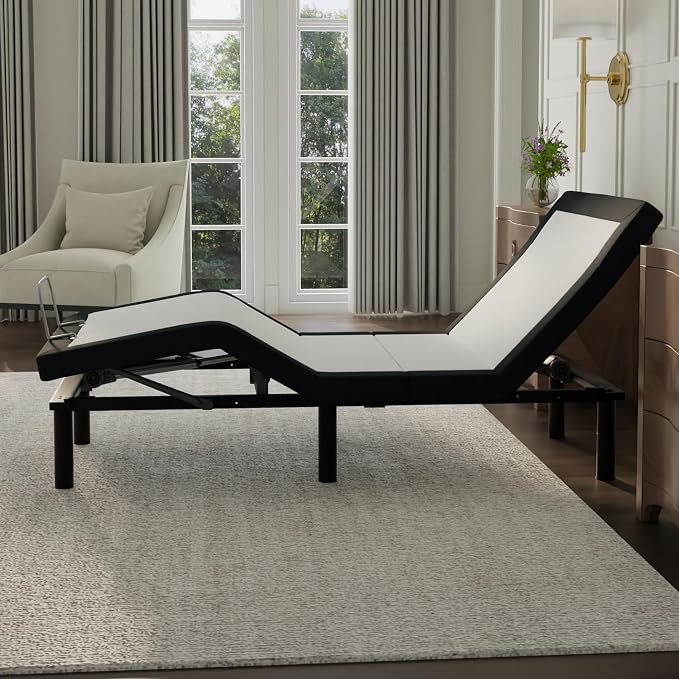 Blissful Nights e4 Twin XL Adjustable Bed Base with Massage, Anti-Snore, Zero Gravity, Dual USB Charging Station, Under Bed Nightlight, Wireless Remote Head and Foot Incline