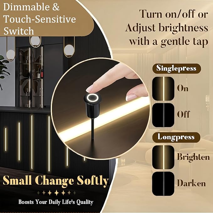 9-Lights LED Recessed Lighting Wall Panel Lights,Self-Adhesive Wood Slat Wall Panel Strip Light,4000K Touchable Switch Dimmable LED Aluminum Channel lamp,Under Cabinet Light(39in+31.5in+23.6in)