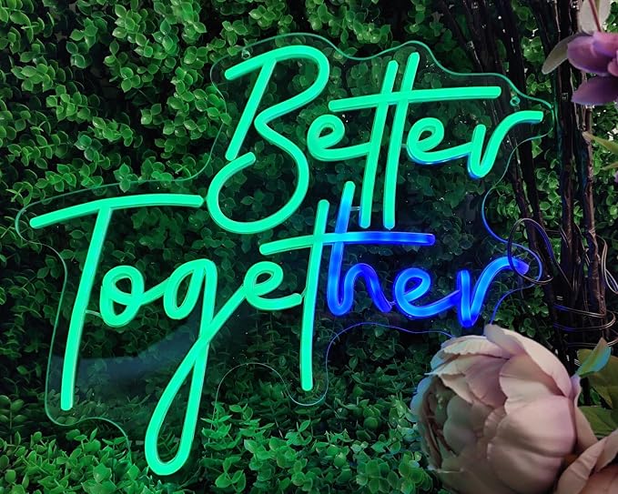 Ulalaza RGB & Color Flow Effect Better Together LED Neon Sign with Remote Control Music Sync Timer Setting LED Acrylic Light for Wall Party Décor Bedroom Bar Wedding Home Birthday USB Powered