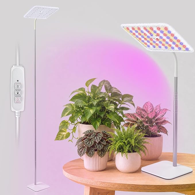 18W Grow Lights for Indoor Plants with Stand, Full Spectrum LED Plant Light for Indoor Plants,12-59 Inches Height Adjustable Growing Lamp with Auto On/Off Timer 4H/8H/12H, 4 Dimmable Brightnes | 120 LEDs Full Spectrum Plants Growing Light, 12-60" Heigh...