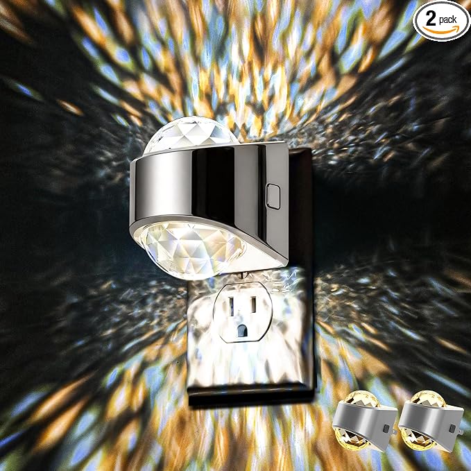 Night Light Plug into Wall, Color Changing Night Light for Kids | 3CCT Diamond Design Nightlight Projector, Dusk to Dawn Sensor for Nursery Bathroom Bedroom Gaming Room Decor Gift, 2 Pack