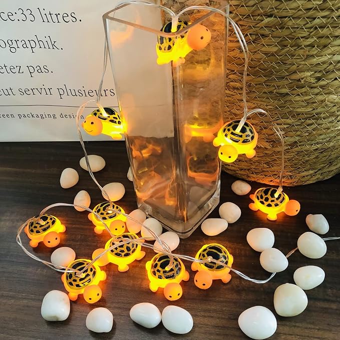 Cute Turtle Night Lights Turtle String Lights Battery Operated Bedroom Fairy Lights for Children Bedroom Home Holiday Decortion (Turtle, 1.65m/10LED)
