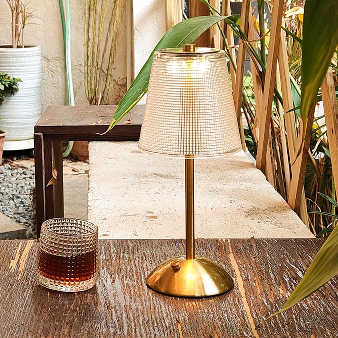 Cordless Table Lamp, 4000mAh Rechargeable Battery Operated Lamp, 3 Color Modes & Stepless Dimmable LED Touch Lamp, Portable Crystal Metal Beside Lamps for Bedroom Restaurant Outdoor(Black) | 2000mAh Battery Operated, 3 Color Modes, Dimmable LED Touch B...