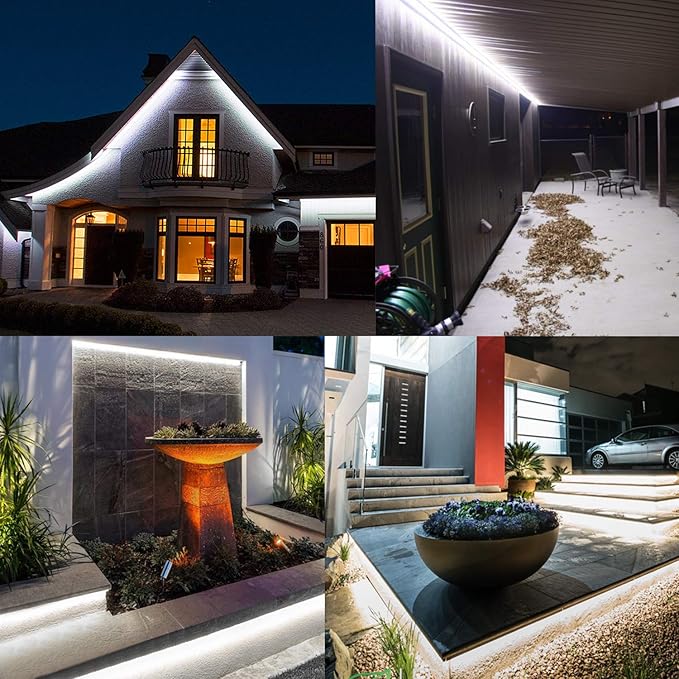 98.4ft Rope Lights Outdoor Waterproof Daylight White LED Rope Lighting Indoor Connectable Plug-in 110V 6000K 360 LEDs Flexible Light String for Patio Bedroom Camping Ceiling