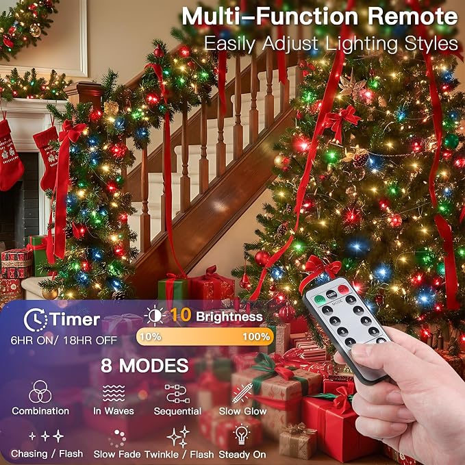 66ft 200 LED Outdoor String Lights, Multi Color Fairy Lights Battery Operated with Remote, Led Twinkle Lights for Bedroom, Backyard, Wedding, Tree, Mason Jar, Wall, Centerpiece, Christmas