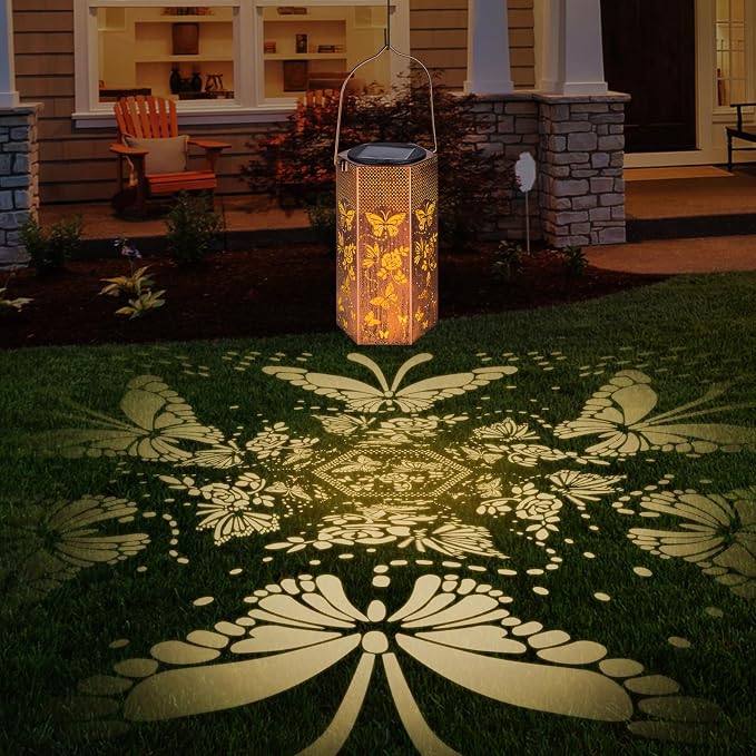 Eandisom Birthday Gifts for Women, 2 Pack Butterflies Solar Lanterns