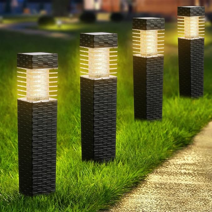 SUNNYPARK 8 Pack Solar Pathway Lights Outdoor | Rattan Style, Modern Design, Waterproof, LED Landscape Lights for Walkway, Driveway, Patio, Yard