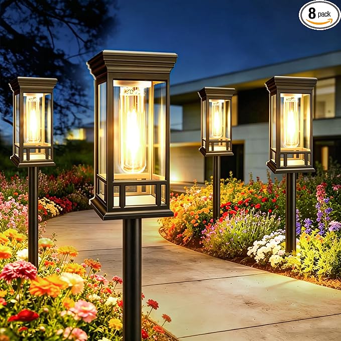 8 Pack Bright Solar Garden Lights, Solar Pathway Lights Outdoor Waterproof | Auto On/Off, Solar Lights Outdoor for Yard, Sun-Powered Landscape Lights for Path Walkway Lawn Driveway Patio Decor