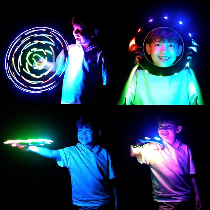 TOSY Flying Ring - 36 RGB Multicolor or 12 Monocolor LEDs, Super Bright, Lost Mode, Auto Light Up, Easter Basket Stuffers Gift for Kid/Teen/Boy/Girl, Safe, Waterproof, Pool/Beach/Camping Toy