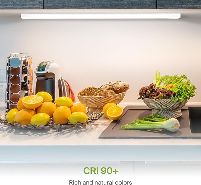 ASD 6 Pack 48 Inch Hardwired LED Under Cabinet Lights, On/Off & 5CCT Switch 2700K-5000K, 24W 2087LM CRI90+, Direct Wire Low Profile Linkable Fixture, Dimmable Under Counter Kitchen Lighting, White, UL