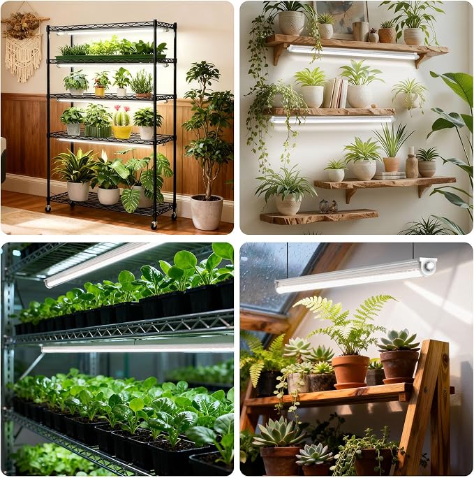 JESLED Waterproof T8 Grow Lights, 3FT 5000K Full Spectrum Daylight, 2Packs | 72W(2 X 36W), 450W Equivalent, V-Shaped Beam, On/Off Switch, Linkable Plant Light Strip for Greenhouse, Shelf, Indoor Outdoor