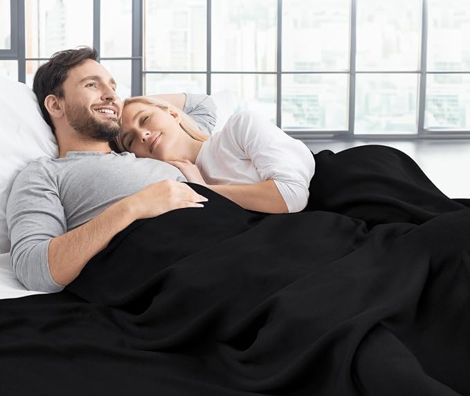 Utopia Bedding Soft Jersey Knit Blanket Black Queen (90x90 Inches) | Lightweight, Breathable, Sweatshirt Blanket, Bed, Couch, Sofa, Cozy, Home Decor, Summer