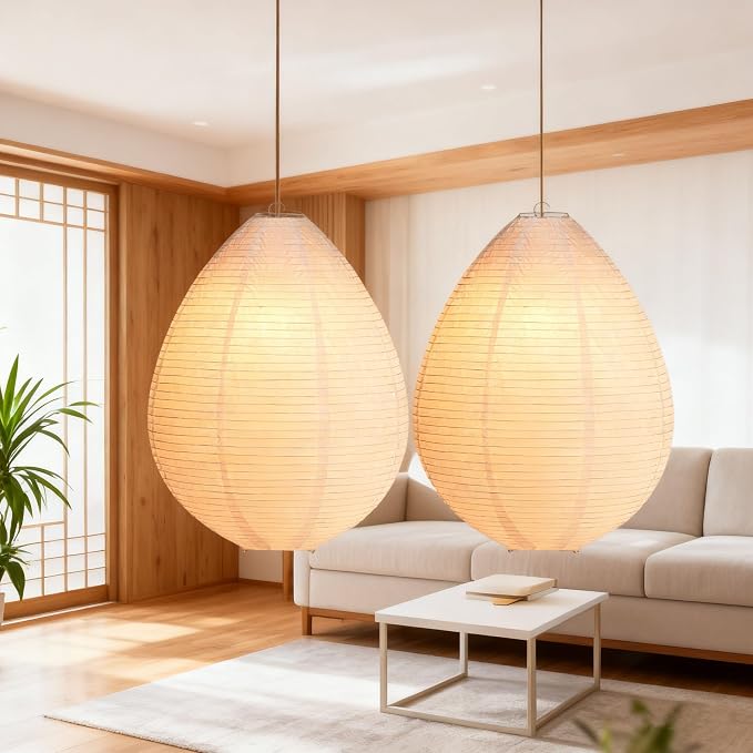 2CS Paper Lantern Light White Hanging Paper Lamp Shade 20 inch Chinese Japanese Lanterns Hanging Lantern Pendent Lantern Shade Interior Decoration