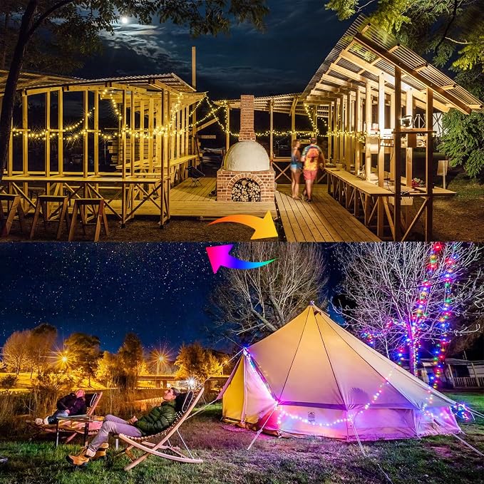 JMEXSUSS 2 Pack Fairy Lights Battery Operated, Warm White & Multicolor | Total 200LED 66ft, with Remote & Timer, Color Changing Christmas Lights, 8 Modes Twinkle String Lights for Bedroom Tree Decor
