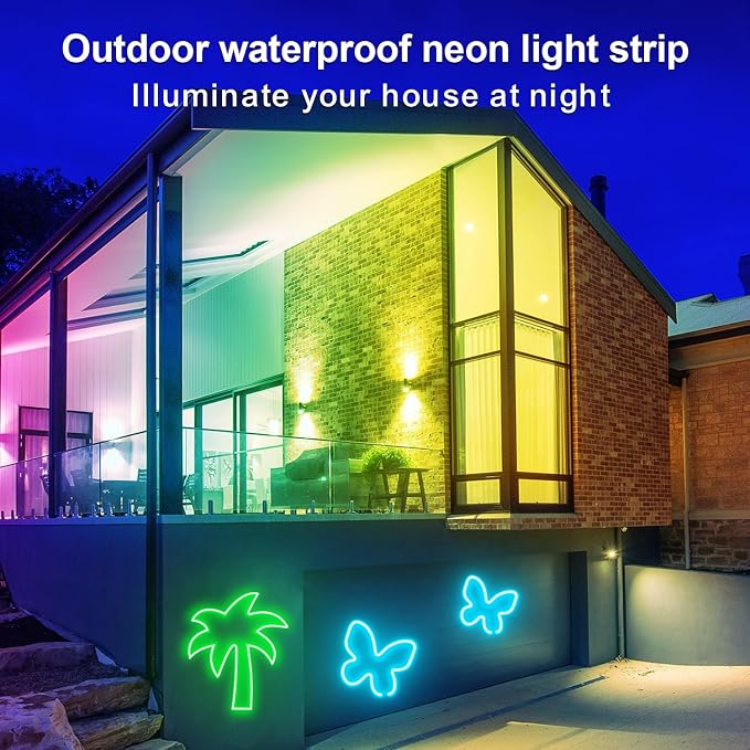 LED Neon Rope Lights 32.8FT,IP65 Waterproof LED Strip Lights, Music Sync LED Lights with Remote and APP Control,24V RGB LED Rope Lights for Bedroom,Holiday Decoration（with Snap &Screws） | Music Sync LED Lights with Remote and APP Control,RGB LED Rope L...