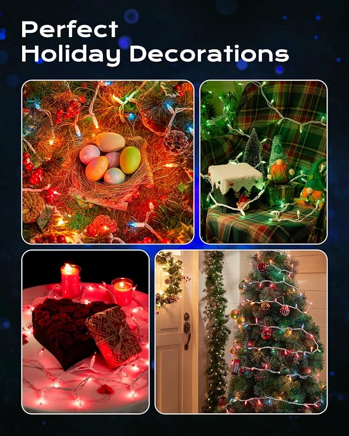 Brightown Blue Christmas Mini String Lights, 100-Count 20ft Incandescent Bulb Halloween Fairy Lights for Indoor Holiday Decor, Christmas Tree Garland Wedding Party Multi-Use Decoration, White Wire