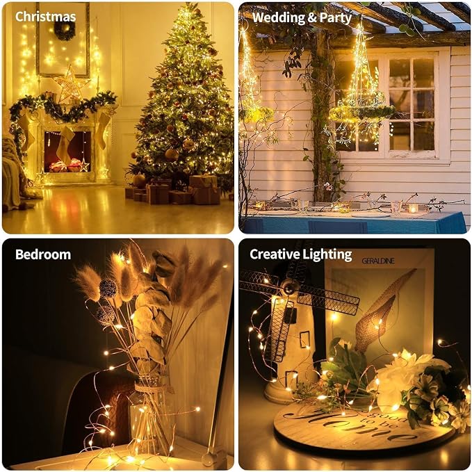 6 Pack LED Fairy String Lights Battery Operated with Timer | 10Ft 30LEDs Battery Powered Copper Wire Mini Firefly Twinkle Lights for Bedroom, Christmas, Wedding, Party Decoration