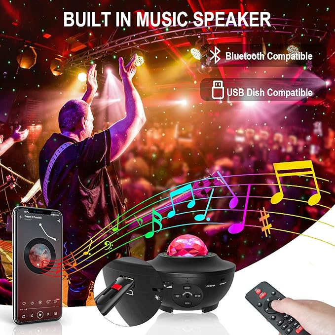 Galaxy Projector Night Light with Voice Control, 21 Lighting Effects, 3 in 1 Ocean Wave, Galaxy and Star Night Light for Baby, Kids, Adults, Home Theatre