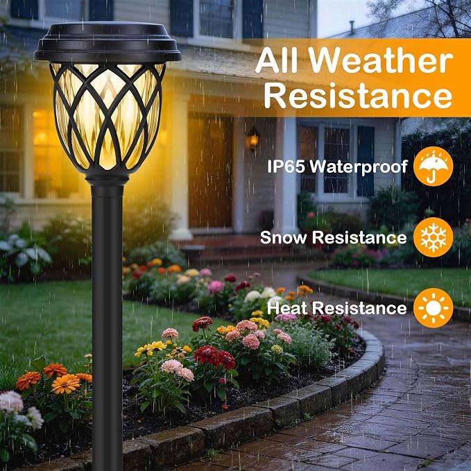 Solar Lights Outdoor 12 Pack, IP65 Waterproof Garden Landscape Lighting for Patio Yard Driveway（Warm White）