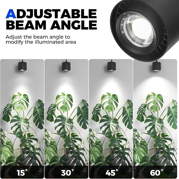 Barrina TR40 Hanging Plant Lights for Indoor Plant, 40W 5000K Full Spectrum | Adjustable Beam Angle (15°-60°), High PPFD, Spotlight Grow Light with Timer for Indoor Growing, Large Tall Plant, Black