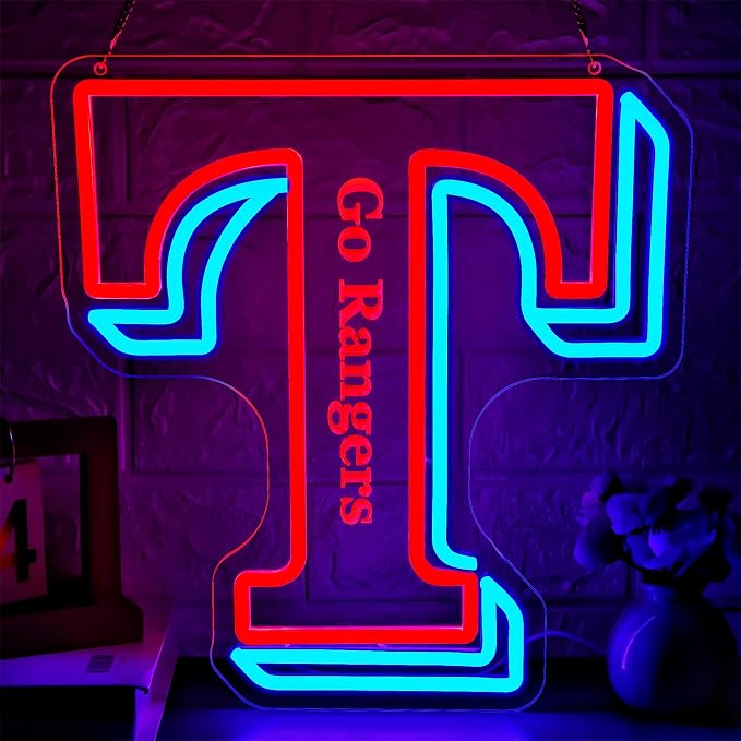 Baseball Neon Sign for Wall Decor Texas Baseball Neon Light for Man Cave | Dimmable Led Neon,Fans Birthday Baseball Gifts,5V USB Powered, Men's Bedroom,Sport Bar Decor,Club,Garage Wall Art,13.8*11.8in