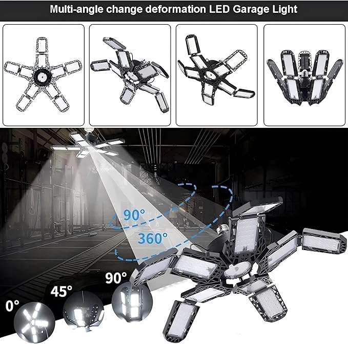 Five Leaf Super Bright 6500K Daylight Deformable LED Garage Lights - 180W