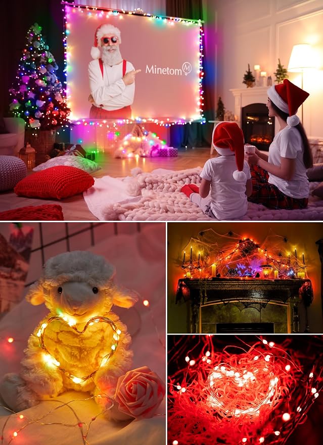 Minetom Fairy Lights Color Changing, 66FT 200 LED String Lights with Remote | USB Fairy Light with 16 Single Colors & 6 Holiday Colors,12 Mode,Timer, Christma String Light for Bedroom Halloween Classroom