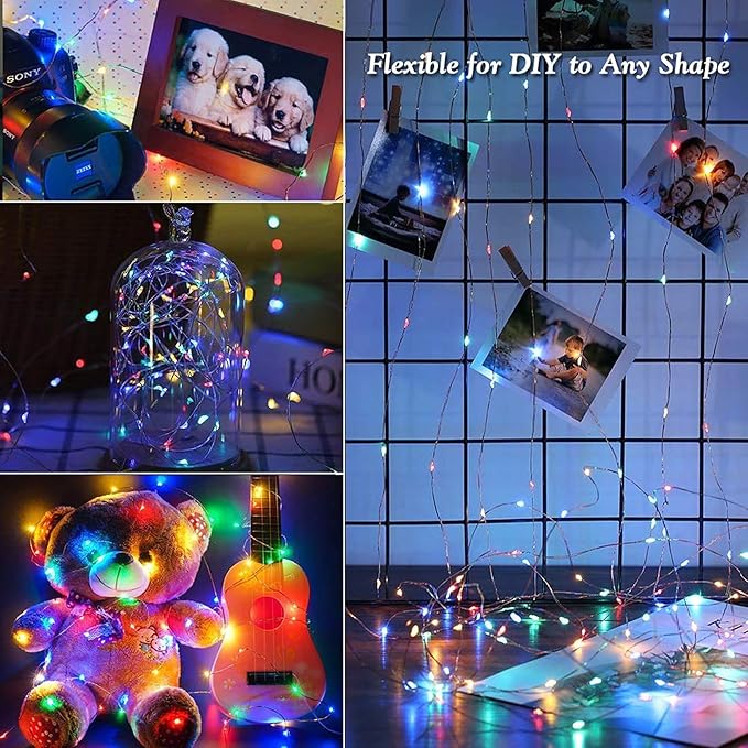 Joomer LED Fairy Lights Battery Operated, 4 Pack Each 16FT 50 LED Cuttable Starry Lights with Timer for Bedroom, Parties, Wedding Christmas Indoor Decor (Multicolor)