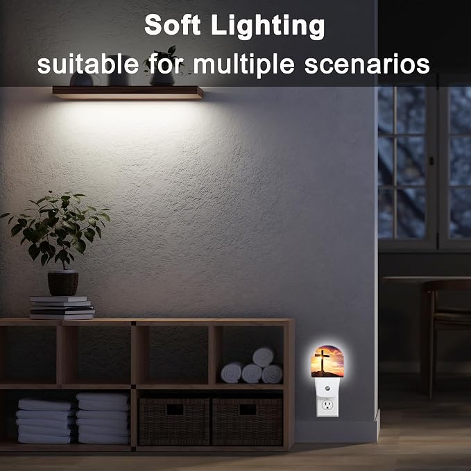 Cross Night Light, Night Lights Plug Into Wall Decor,At Sunset Dusk to Dawn Home Indoor Stairway Kitchen Corridor, Boys Girls Women Men Room Gifts